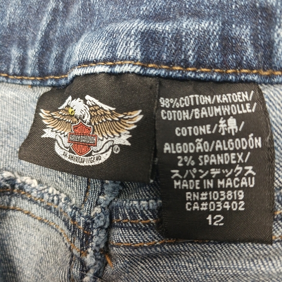 HARLEY-DAVIDSON Embroidered Straight Leg Slight Stretch Denim Jeans Sz 12 EUC - Picture 5 of 13